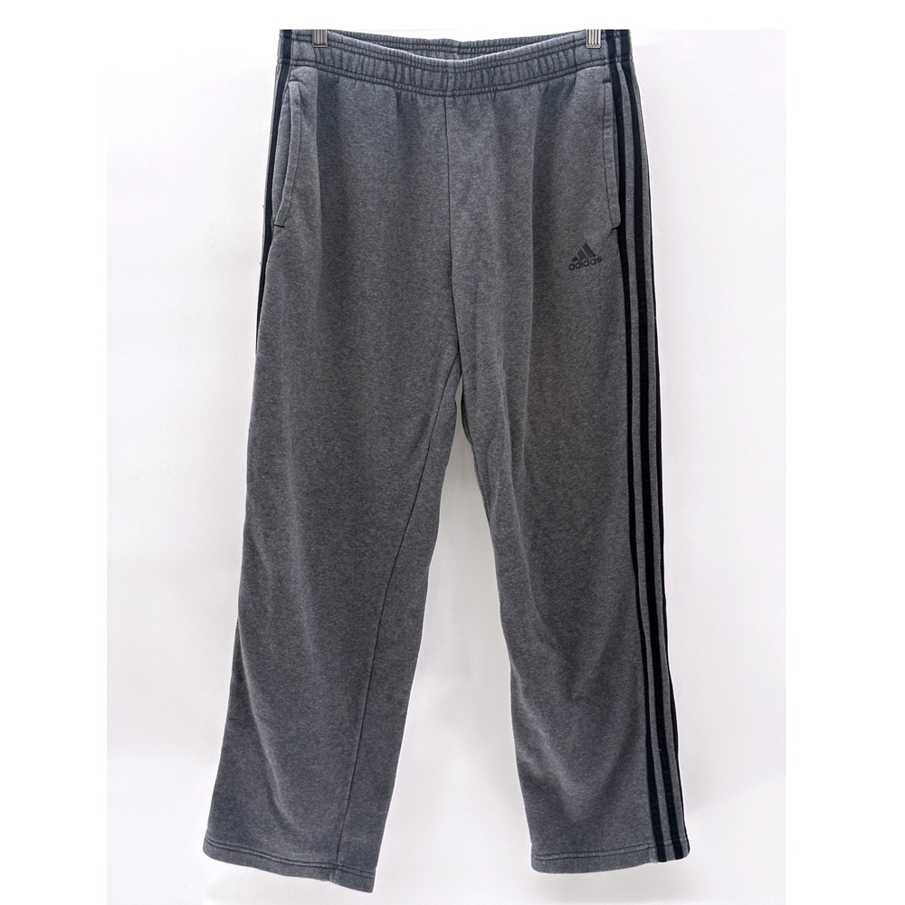 Adidas Sweatpants 3 Stripe Gray Black Men Size Large Gym Athletic Lounge